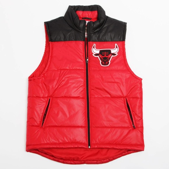 Chicago Bulls Mitchell & Ness NBA Winning Team Throwback Snap Vest Jacket - Red - Picture 1 of 4